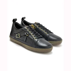 Baskets En Sneakers|Schoenen<PédiConfort Leren sneakers in derbymodel, comfortabele breedte zwart