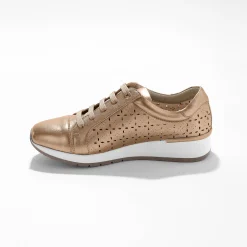 Baskets En Sneakers|Schoenen<Blancheporte Leren sneakers met ajour goudbruin