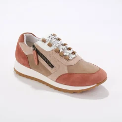 Baskets En Sneakers|Schoenen<Blancheporte Leren sneakers met contrasterende fantasiepasjes blush