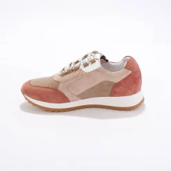 Baskets En Sneakers|Schoenen<Blancheporte Leren sneakers met contrasterende fantasiepasjes blush