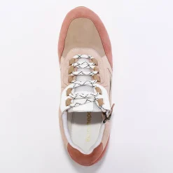Baskets En Sneakers|Schoenen<Blancheporte Leren sneakers met contrasterende fantasiepasjes blush