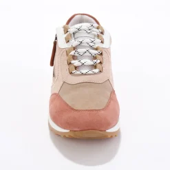 Baskets En Sneakers|Schoenen<Blancheporte Leren sneakers met contrasterende fantasiepasjes blush
