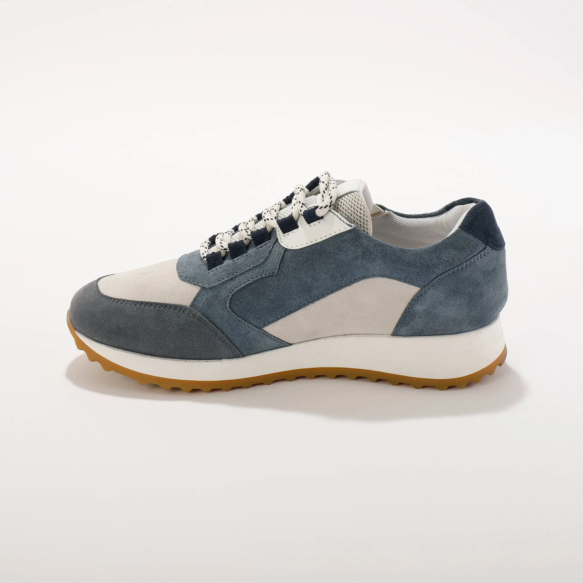 Baskets En Sneakers|Schoenen<Blancheporte Leren sneakers met contrasterende fantasiepasjes grijsblauw
