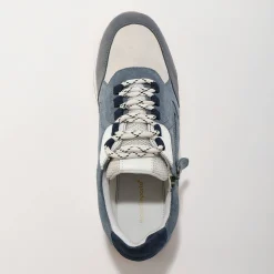 Baskets En Sneakers|Schoenen<Blancheporte Leren sneakers met contrasterende fantasiepasjes grijsblauw
