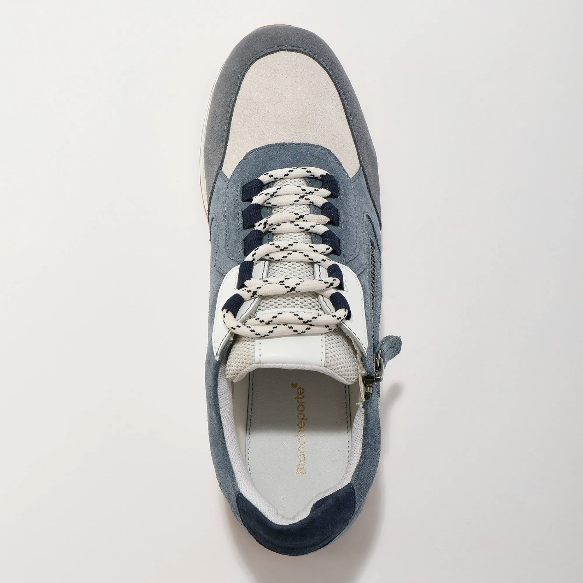 Baskets En Sneakers|Schoenen<Blancheporte Leren sneakers met contrasterende fantasiepasjes grijsblauw