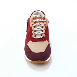 Baskets En Sneakers|Schoenen<Blancheporte Leren sneakers met contrasterende fantasiepasjes beige / bordeaux