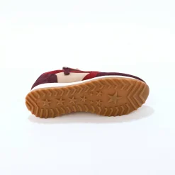 Baskets En Sneakers|Schoenen<Blancheporte Leren sneakers met contrasterende fantasiepasjes beige / bordeaux