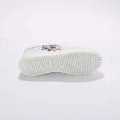 Baskets En Sneakers|Schoenen<Blancheporte Leren sneakers met rits en bloemenborduursel wit