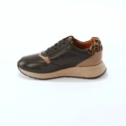 Baskets En Sneakers|Schoenen<Blancheporte Leren sneakers met rits en veters zwart