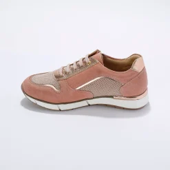 Baskets En Sneakers|Schoenen<Blancheporte Leren sneakers met rits en veters blush