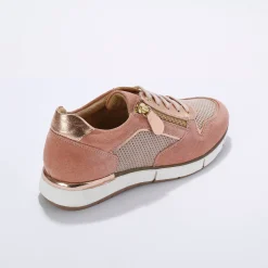 Baskets En Sneakers|Schoenen<Blancheporte Leren sneakers met rits en veters blush