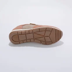Baskets En Sneakers|Schoenen<Blancheporte Leren sneakers met rits en veters blush