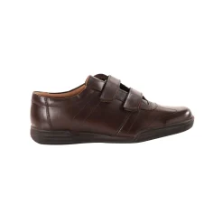 Schoenen|Schoenen Heren<Blancheporte Leren sneakers met scratchsluiting bruin