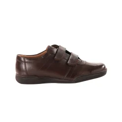 Schoenen|Schoenen Heren<Blancheporte Leren sneakers met scratchsluiting bruin