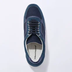 Baskets En Sneakers|Schoenen<Blancheporte Leren sneakers met sleehak, LWG-gecertificeerd blauw