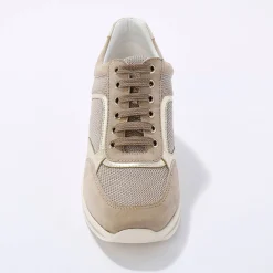 Baskets En Sneakers|Schoenen<Blancheporte Leren sneakers met sleehak, LWG-gecertificeerd beige