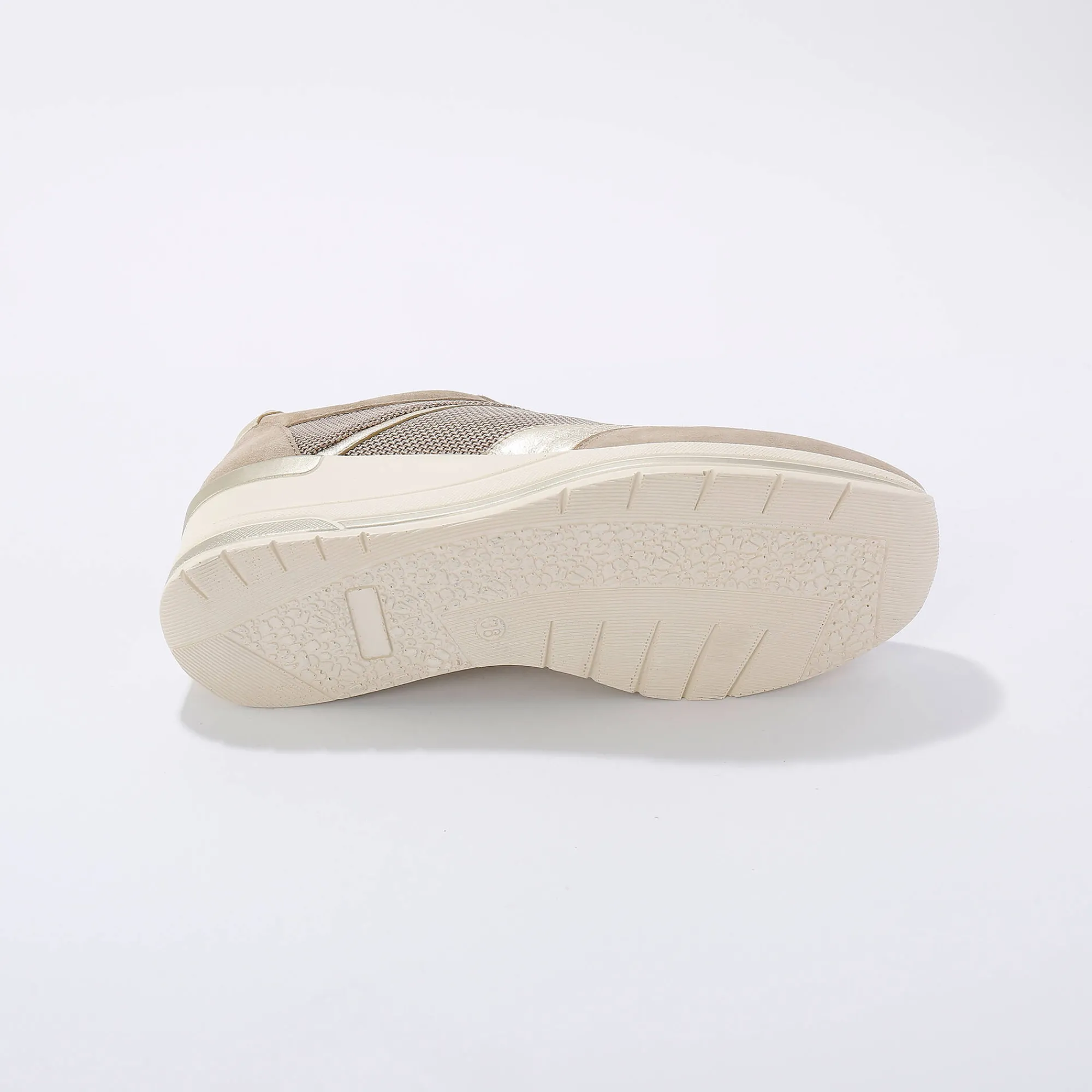 Baskets En Sneakers|Schoenen<Blancheporte Leren sneakers met sleehak, LWG-gecertificeerd beige