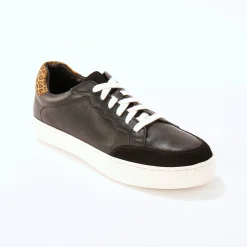 Baskets En Sneakers|Schoenen<Blancheporte Leren sneakers met veters, 2 paar veters zwart