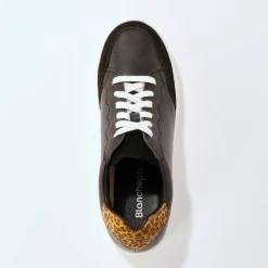 Baskets En Sneakers|Schoenen<Blancheporte Leren sneakers met veters, 2 paar veters zwart