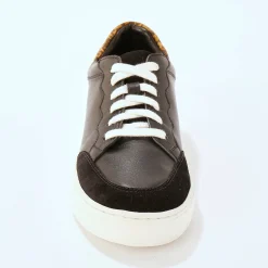 Baskets En Sneakers|Schoenen<Blancheporte Leren sneakers met veters, 2 paar veters zwart