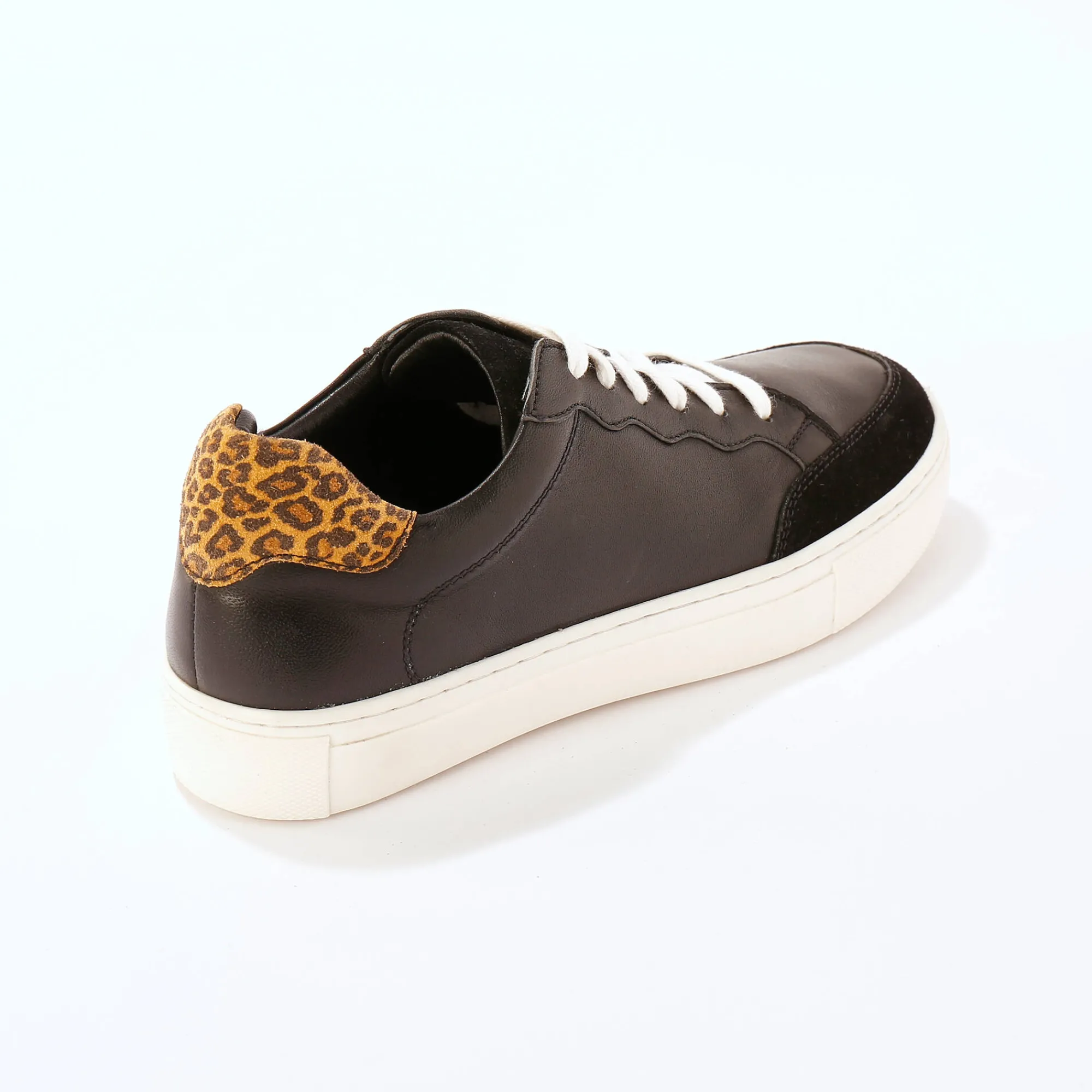 Baskets En Sneakers|Schoenen<Blancheporte Leren sneakers met veters, 2 paar veters zwart