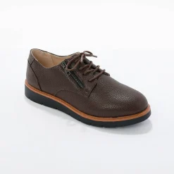 Derby's En Mocassins|Schoenen<Blancheporte Lichte derby's met veters en geribbelde sleehak chocolade