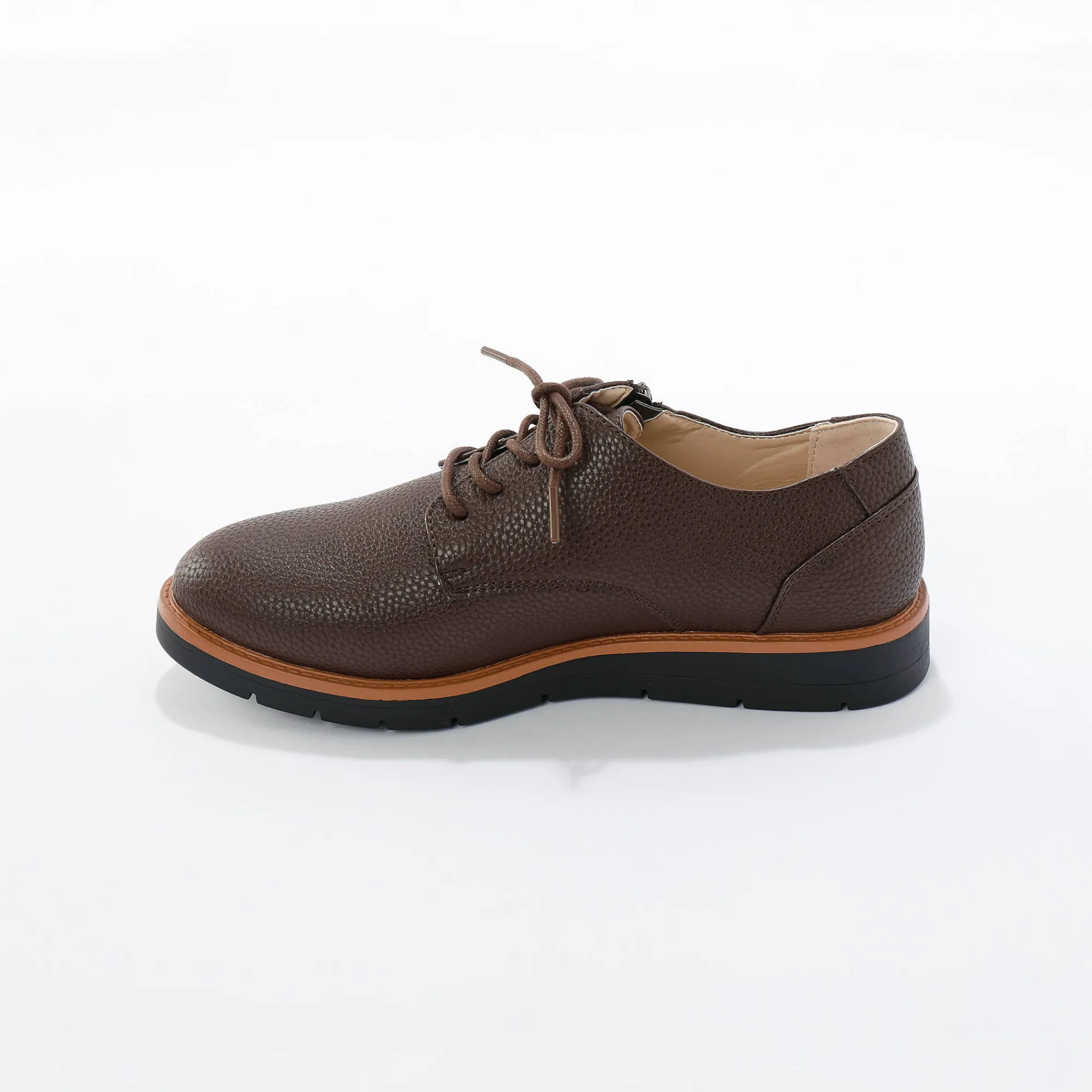 Derby's En Mocassins|Schoenen<Blancheporte Lichte derby's met veters en geribbelde sleehak chocolade