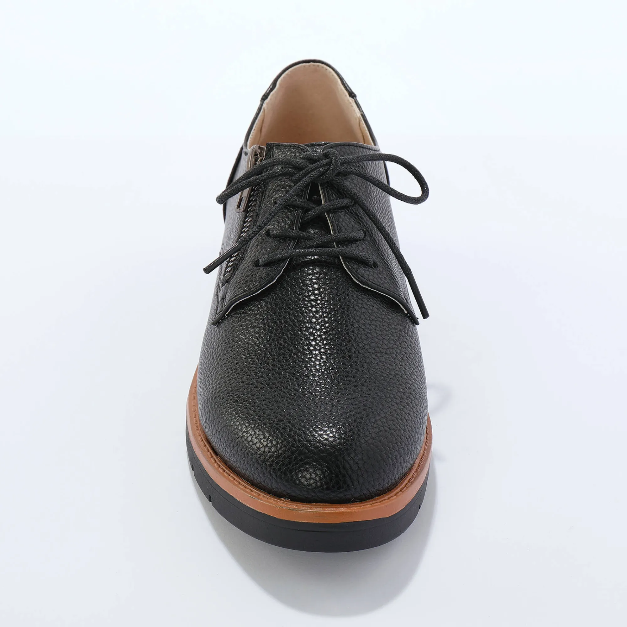 Derby's En Mocassins|Schoenen<Blancheporte Lichte derby's met veters en geribbelde sleehak zwart