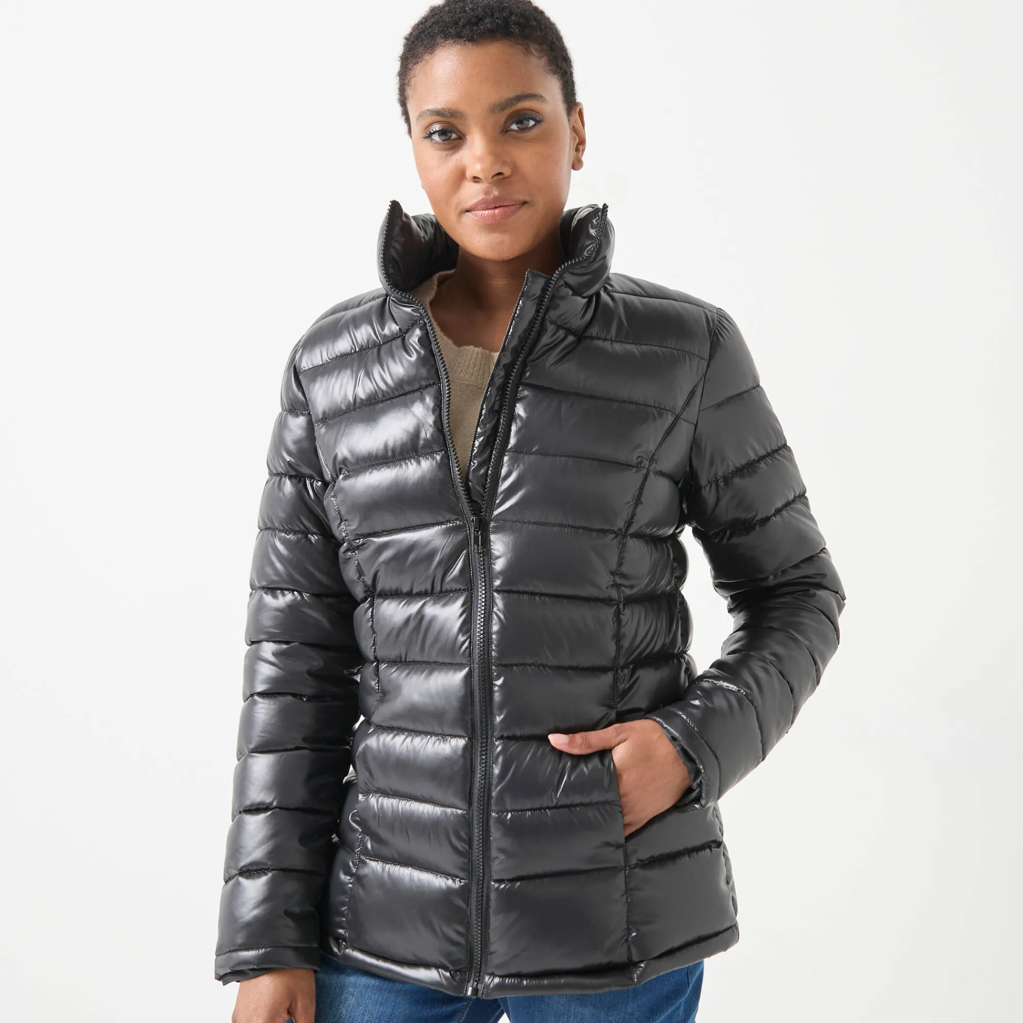 Parka En Donsjas<Colors&Co Lichte gewatteerde jas, kort model zwart