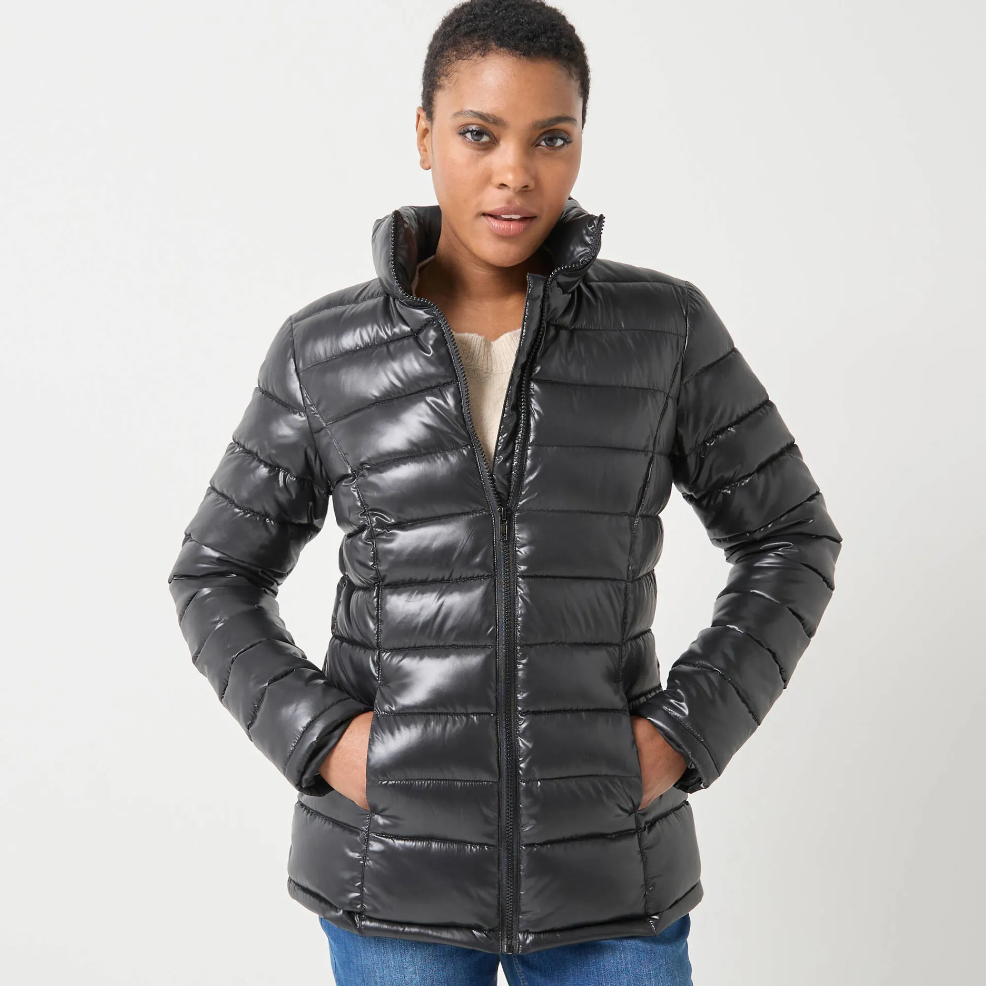 Parka En Donsjas<Colors&Co Lichte gewatteerde jas, kort model zwart