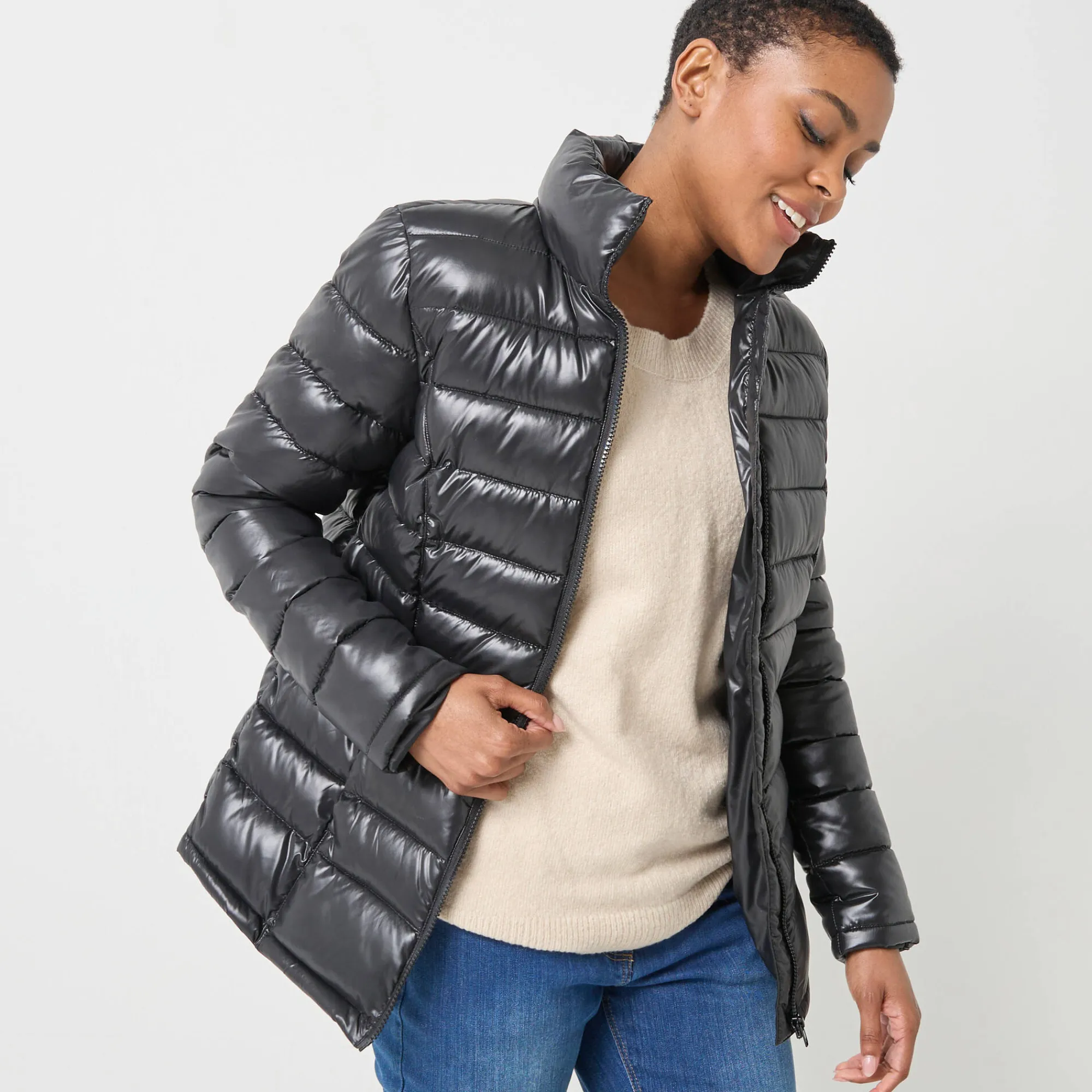 Parka En Donsjas<Colors&Co Lichte gewatteerde jas, kort model zwart
