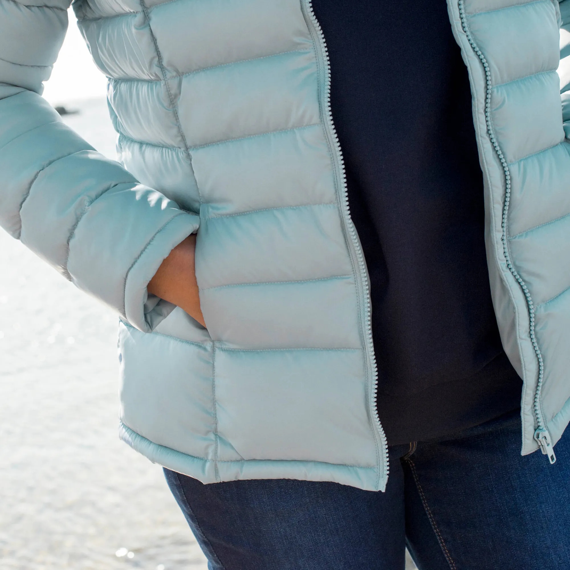 Parka En Donsjas<Colors&Co Lichte gewatteerde jas, kort model hemelsblauw