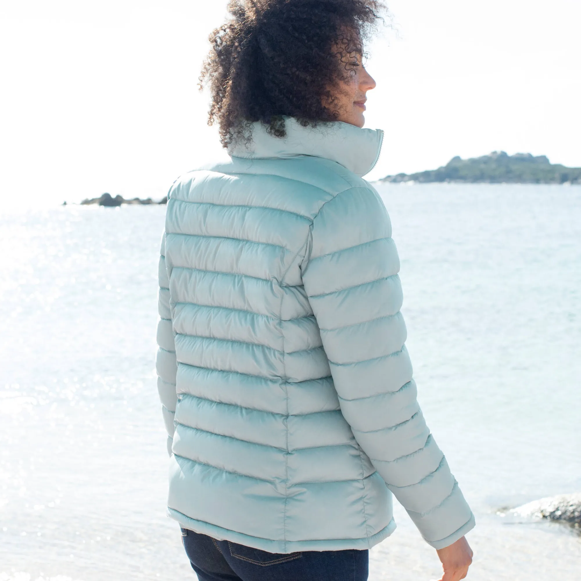 Parka En Donsjas<Colors&Co Lichte gewatteerde jas, kort model hemelsblauw