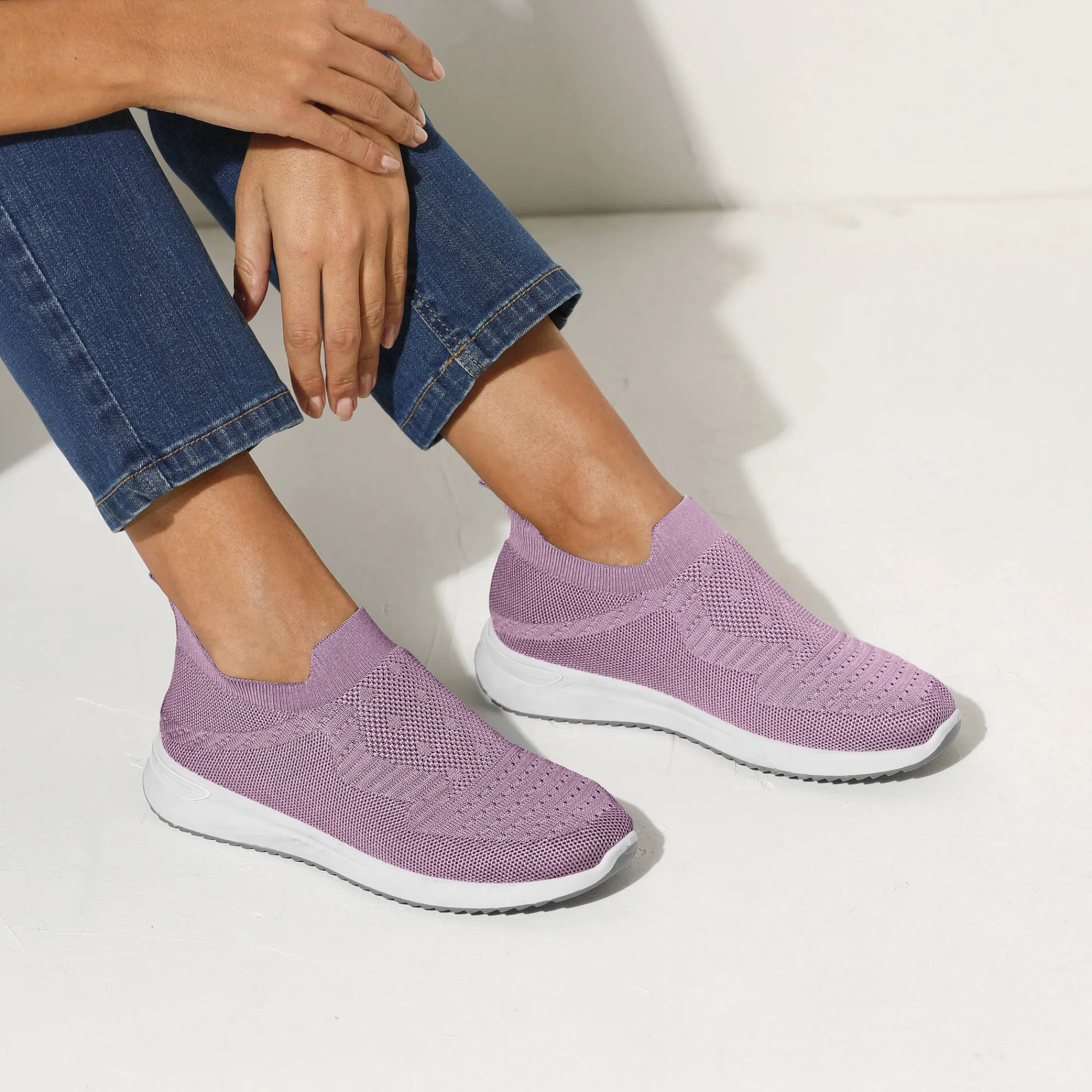 Baskets En Sneakers|Schoenen<Blancheporte Lichte sneakers in meshtextiel, makkelijk aan te trekken grijsmauve