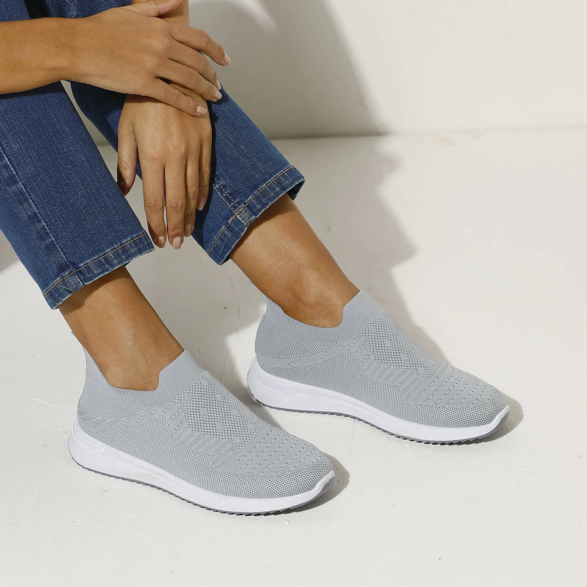 Baskets En Sneakers|Schoenen<Blancheporte Lichte sneakers in meshtextiel, makkelijk aan te trekken grijs