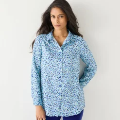 Bloes En Tuniek<Blancheporte Likethemd met minimalistische print marine / felblauw