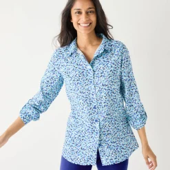 Bloes En Tuniek<Blancheporte Likethemd met minimalistische print marine / felblauw