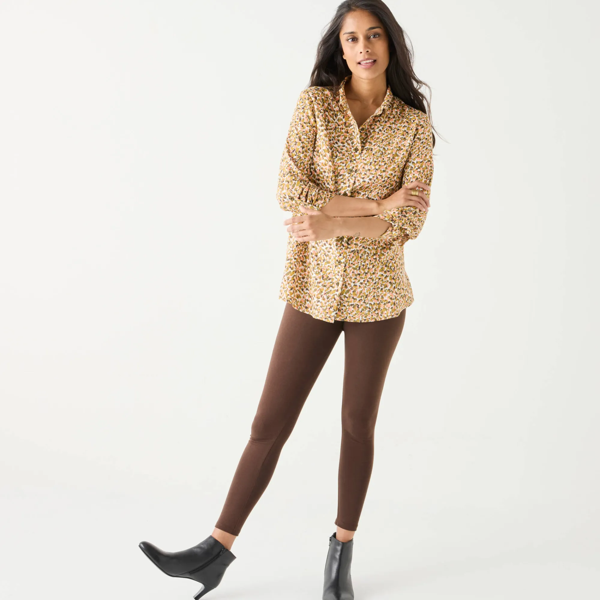 Bloes En Tuniek<Blancheporte Likethemd met minimalistische print chocolade / koraal