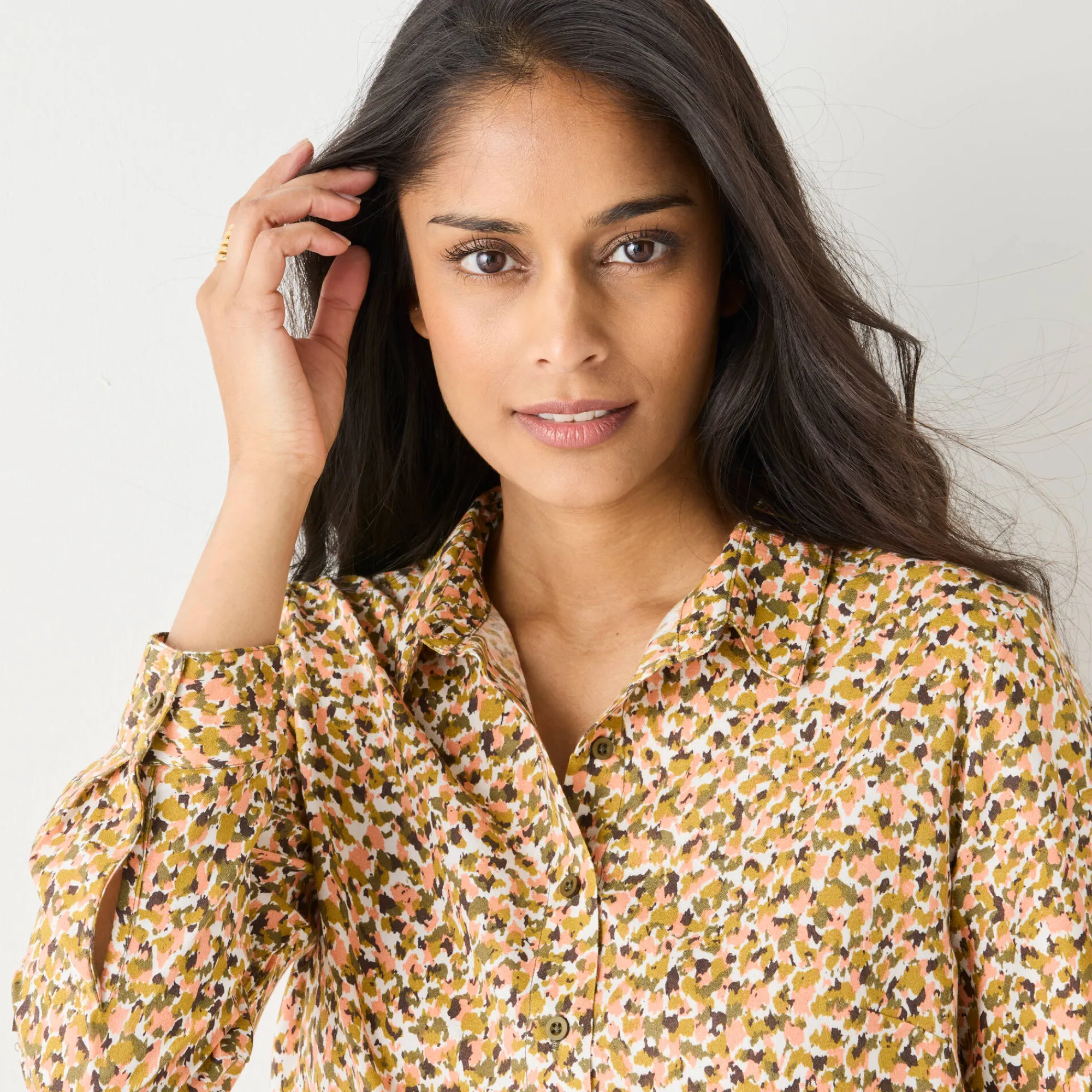 Bloes En Tuniek<Blancheporte Likethemd met minimalistische print chocolade / koraal