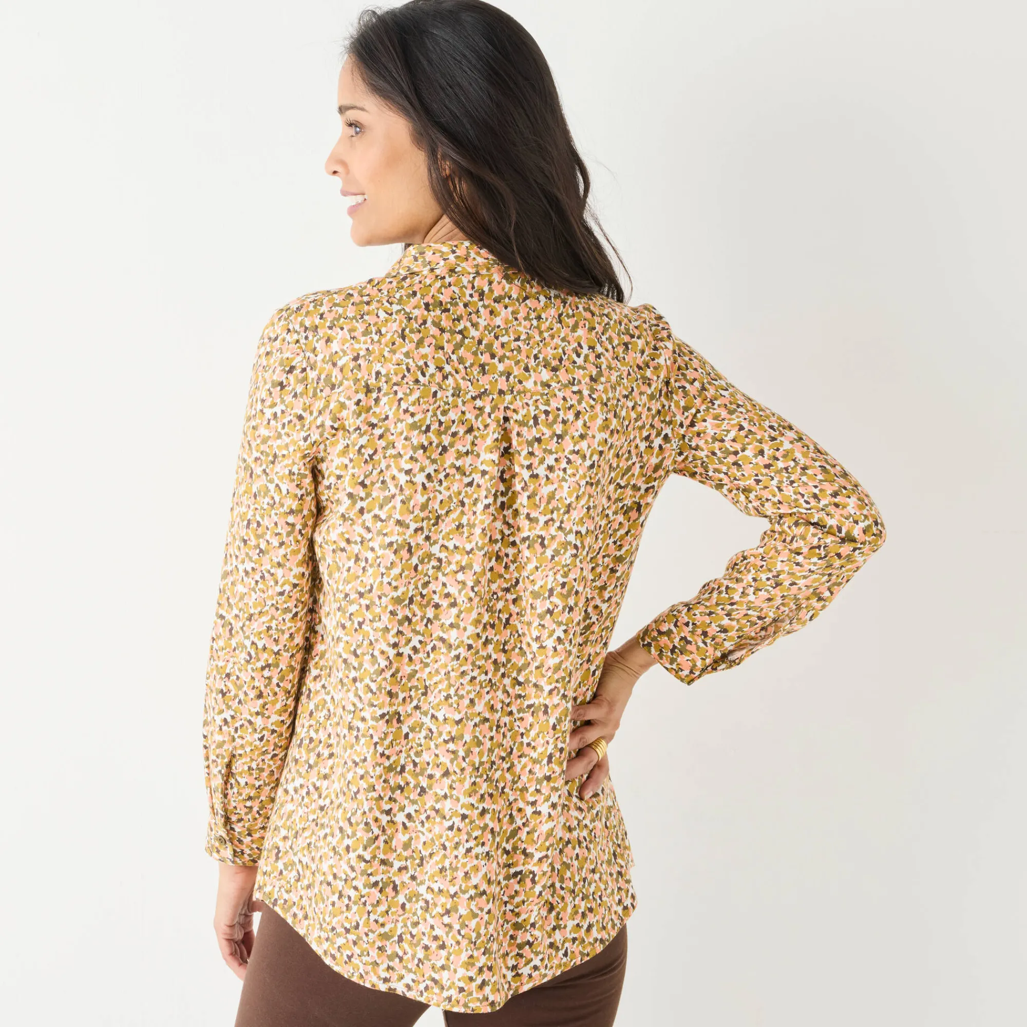 Bloes En Tuniek<Blancheporte Likethemd met minimalistische print chocolade / koraal