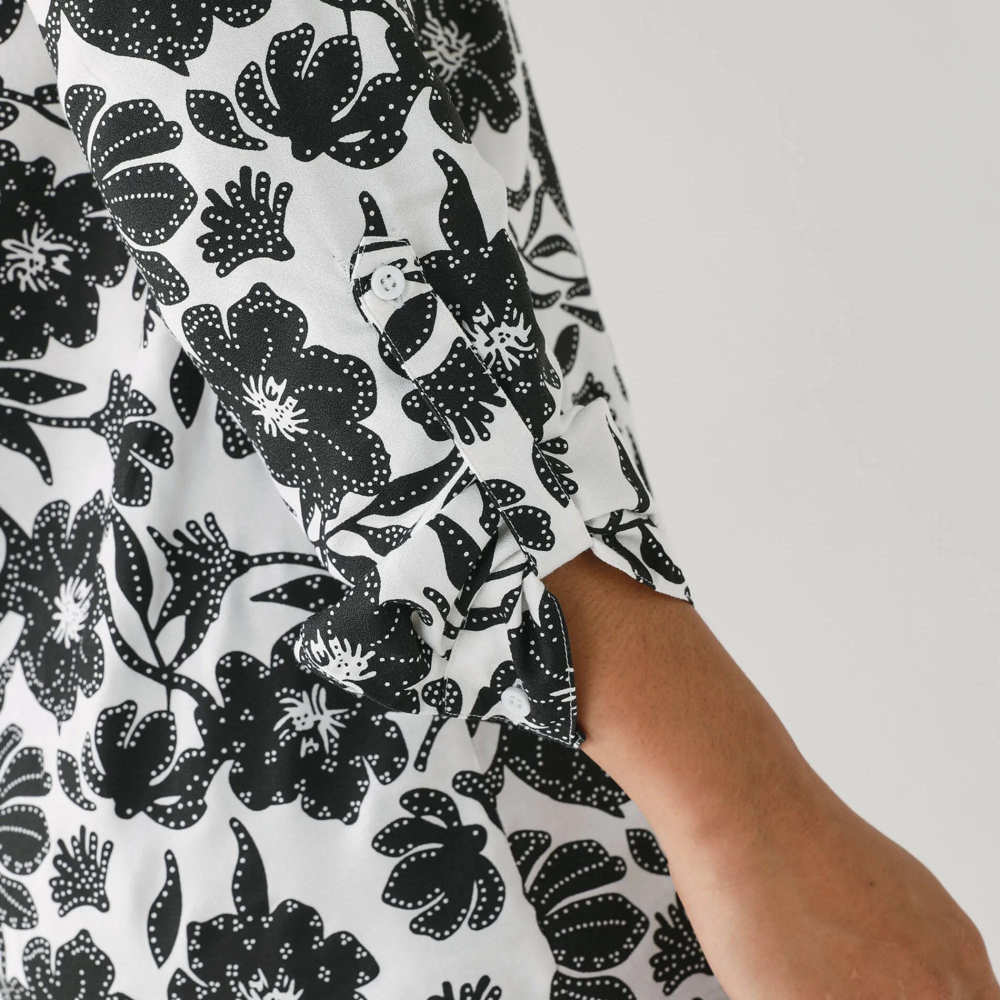 Bloes En Tuniek<Blancheporte Likethemd met tweekleurige print, crêpe ecru / zwart
