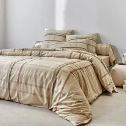 Fantasie Bedlinnen|Vlak Laken<Blancheporte Linge de lit Karl imprimé écossais, en coton beige