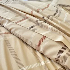 Fantasie Bedlinnen|Vlak Laken<Blancheporte Linge de lit Karl imprimé écossais, en coton beige