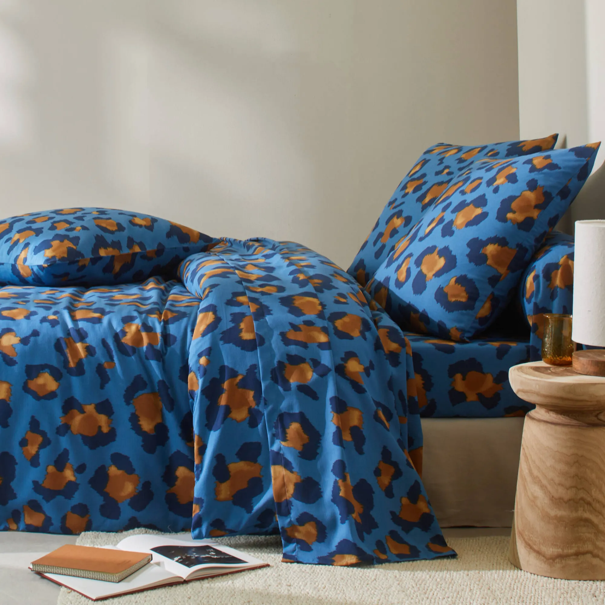 Fantasie Bedlinnen|Kussensloop<Blancheporte Linge de lit Pedro en polycoton imprimé peau de bête blauw