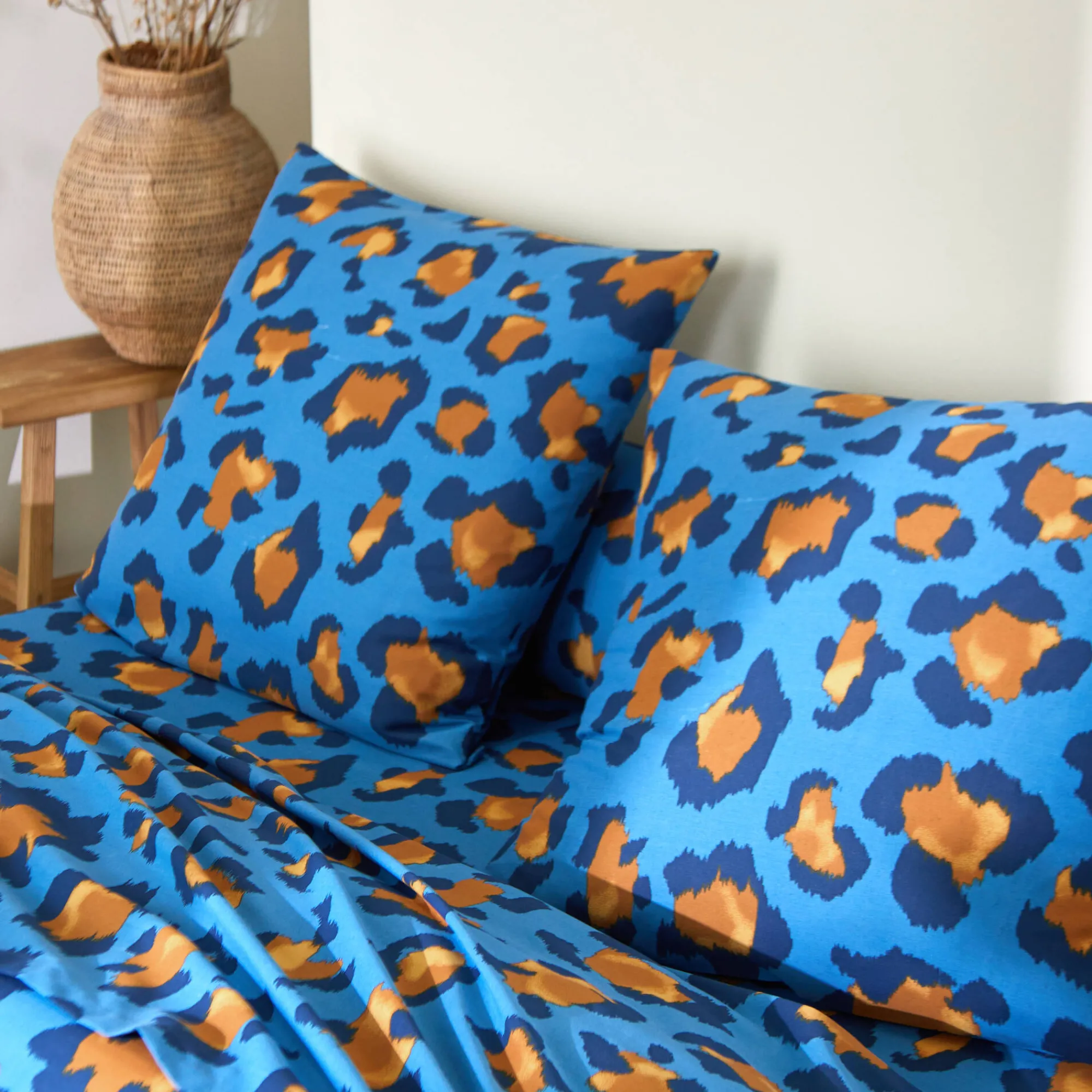 Fantasie Bedlinnen|Kussensloop<Blancheporte Linge de lit Pedro en polycoton imprimé peau de bête blauw