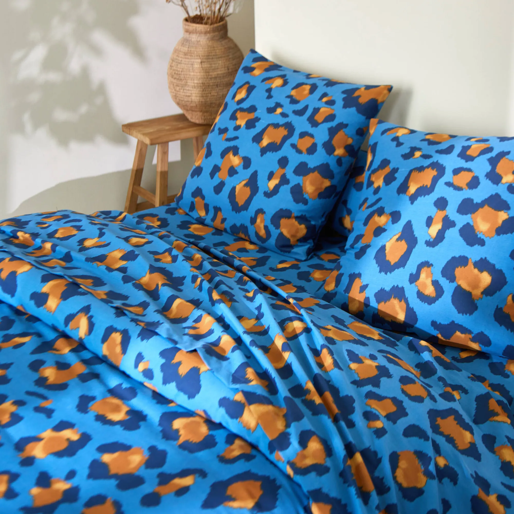 Fantasie Bedlinnen|Kussensloop<Blancheporte Linge de lit Pedro en polycoton imprimé peau de bête blauw