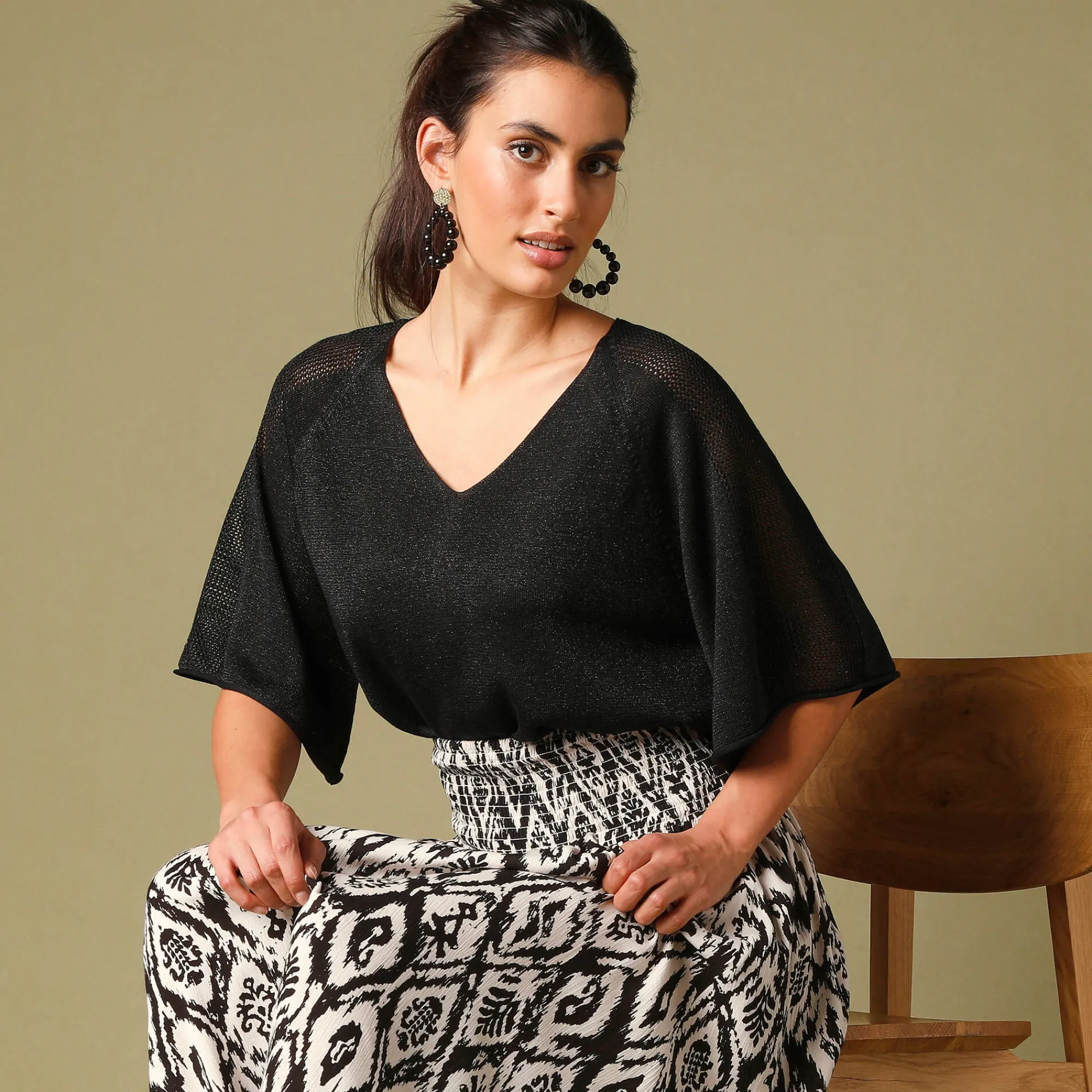 Trui En Vest<Blancheporte Loose trui in Lurex® tricot zwart