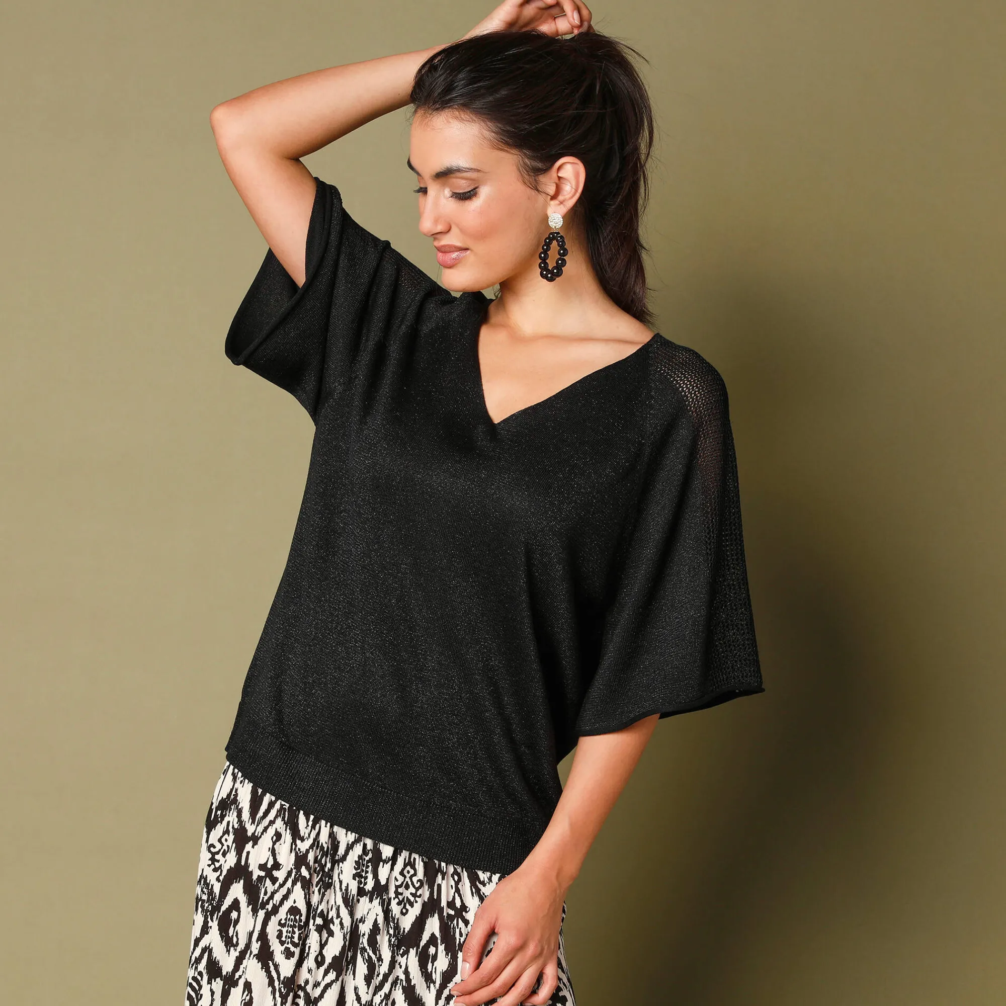 Trui En Vest<Blancheporte Loose trui in Lurex® tricot zwart
