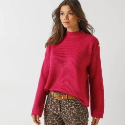 Trui En Vest<Blancheporte Loose trui, lange en ruime mouwen, patenttricot fuchsia