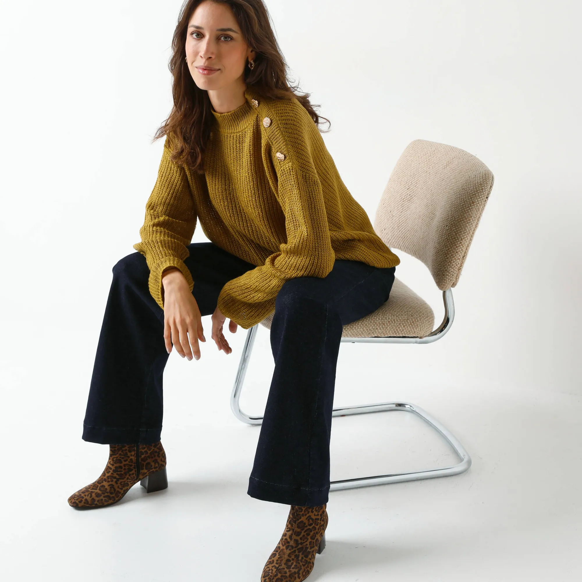 Trui En Vest<Blancheporte Loose trui, lange en ruime mouwen, patenttricot bronskleur